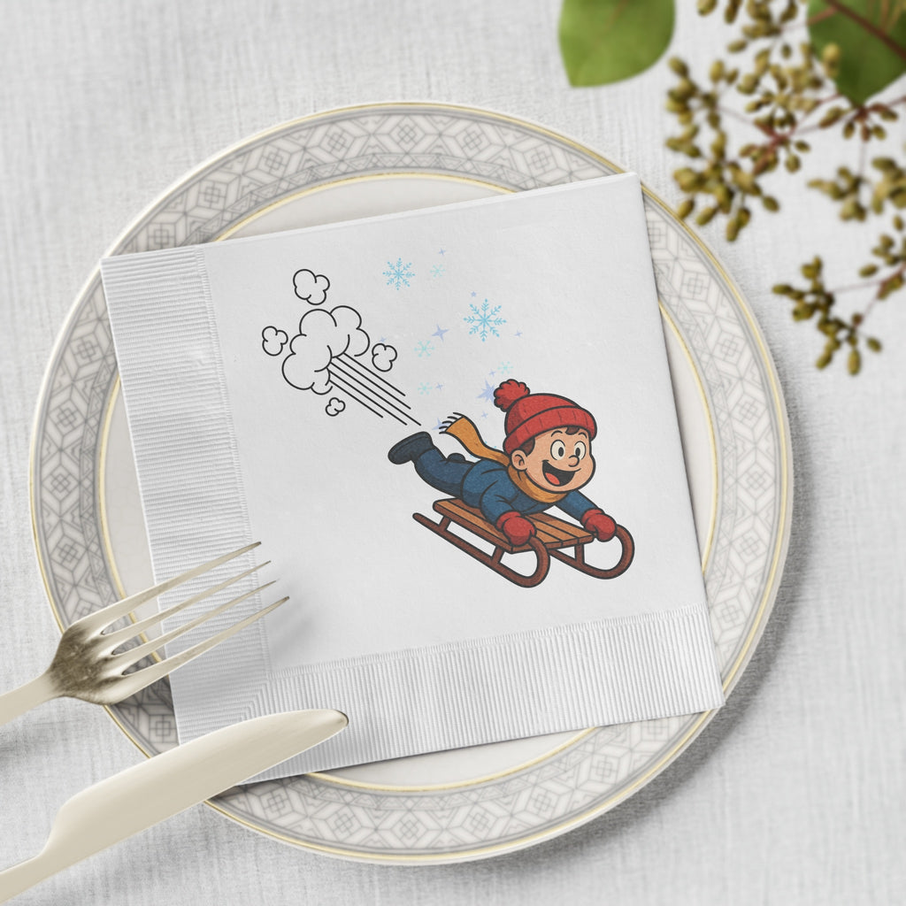 Holiday Napkins - Snow Day Sledding