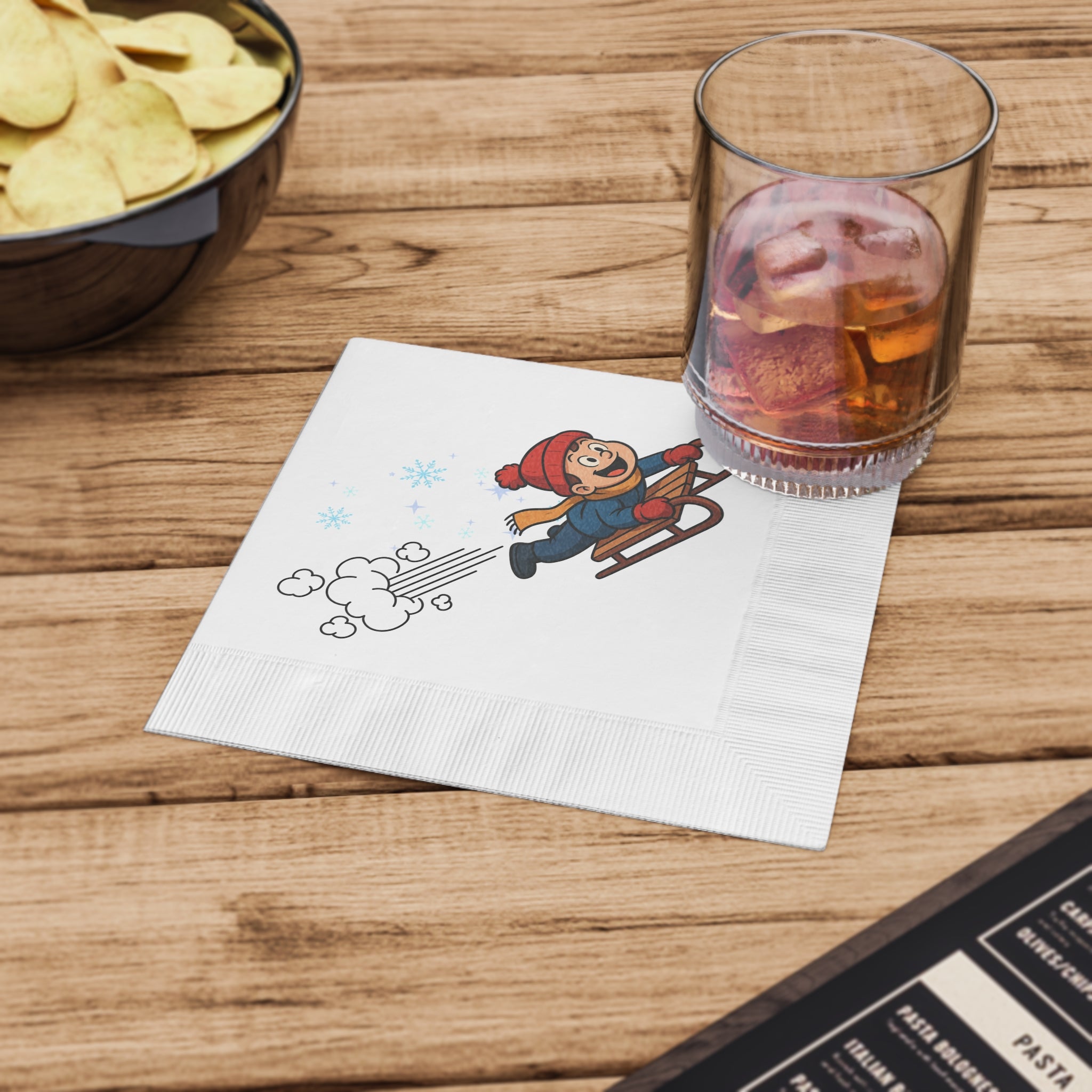 Holiday Napkins - Snow Day Sledding